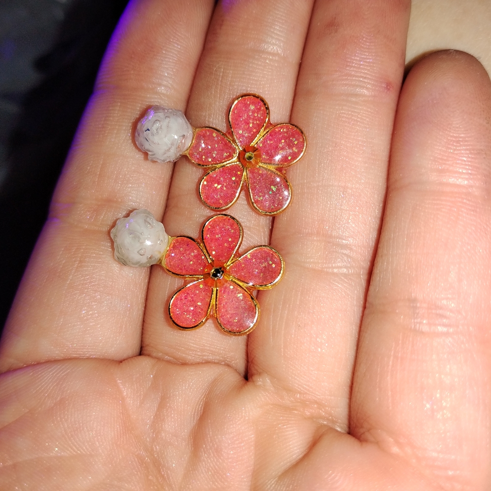 Pink Floral Earrings